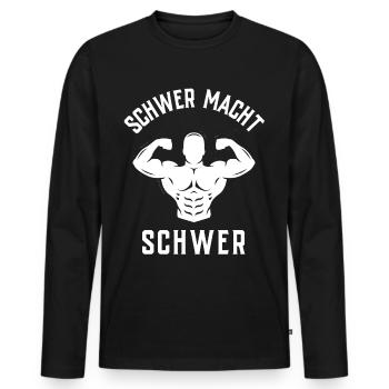 T-shirt de gymnastique drôle de remise en forme Gym d’entraînement - T-shirt manches longues Premium bio Homme - noir - Devant - Nico (187cm)