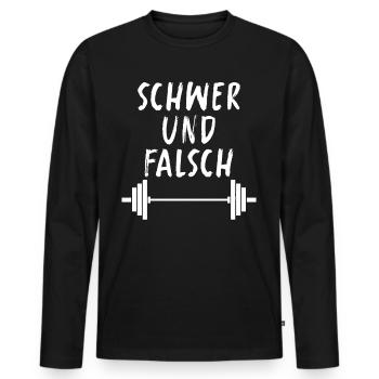 T-shirt de gymnastique drôle de remise en forme Gym d’entraînement - T-shirt manches longues Premium bio Homme - noir - Devant - Nico (187cm)