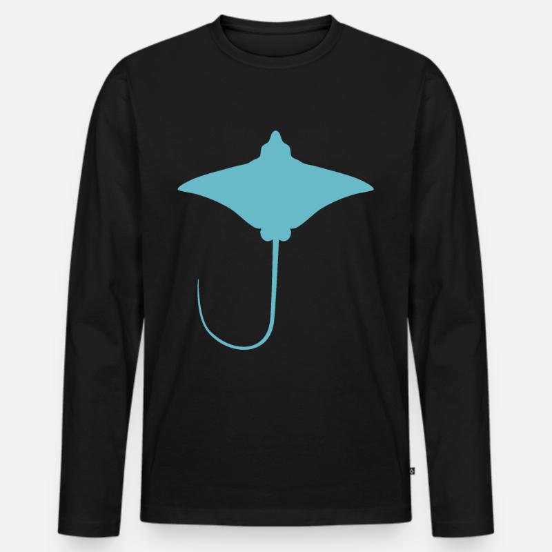 Rochen – Eleganter Schwimmer der Meere - Männer Premium Bio Langarmshirt - Schwarz
