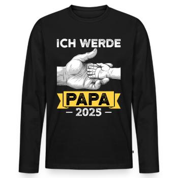 Ich werde Papa 2025 - Männer Premium Bio Langarmshirt - Schwarz - Vorne - Nico (187cm)
