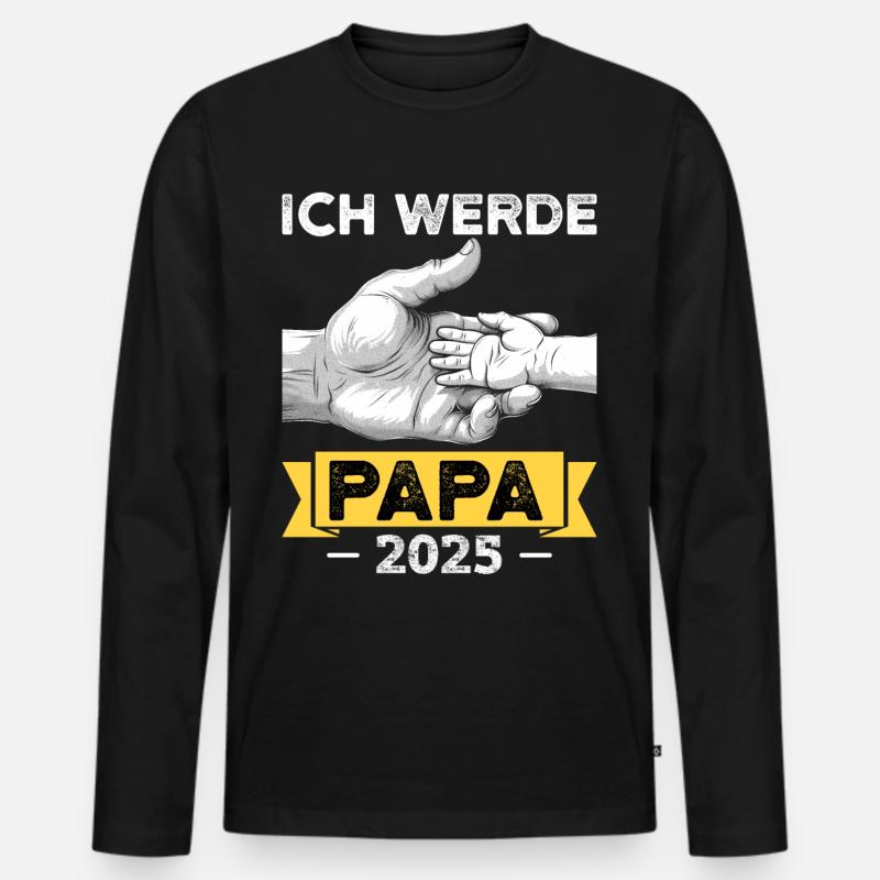 Ich werde Papa 2025 - Männer Premium Bio Langarmshirt - Schwarz