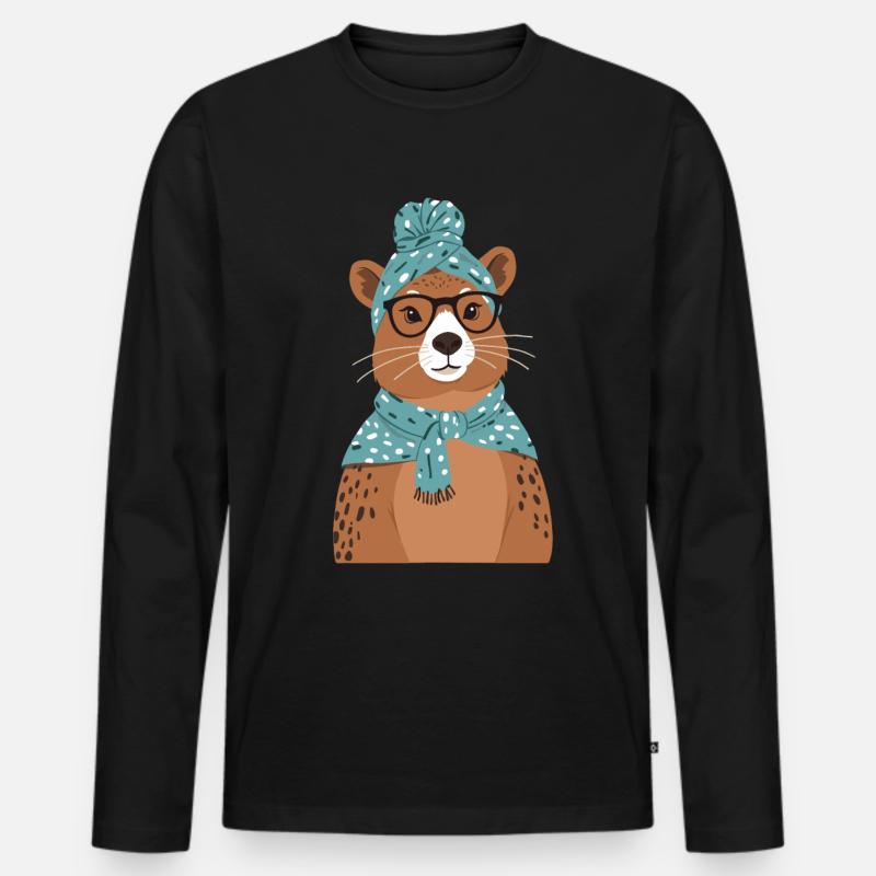 Lustige Capymama Wasserschwein Mutter - Männer Premium Bio Langarmshirt - Schwarz