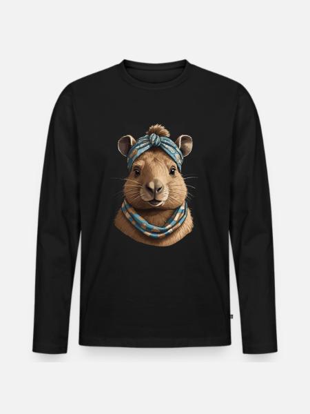 Funny Capymama Capybara Mom - Men's Premium Organic Long Sleeve Shirt - black