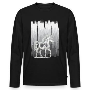 Forest Horse Horses Unicorns Unicorn Wild Horse - Men's Premium Organic Long Sleeve Shirt - black - Front - Nico (187cm)