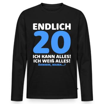 Finally 20 I can do everything I know everything - Men's Premium Organic Long Sleeve Shirt - black - Front - Nico (187cm)