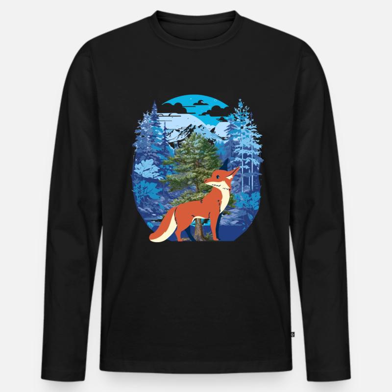 Fuchs Füchse Wald - Männer Premium Bio Langarmshirt - Schwarz