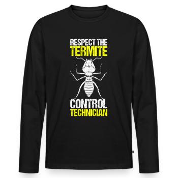 Pest Control Exterminator - Men's Premium Organic Long Sleeve Shirt - black - Front - Nico (187cm)