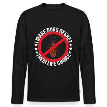 Pest Control Exterminator - Men's Premium Organic Long Sleeve Shirt - black - Front - Nico (187cm)
