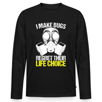 Pest Control Exterminator - Men's Premium Organic Long Sleeve Shirt - black - Front - Nico (187cm)