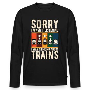 Zug Lokomotive Eisenbahn Zugführer Lokführer - Männer Premium Bio Langarmshirt - Schwarz - Vorne - Nico (187cm)