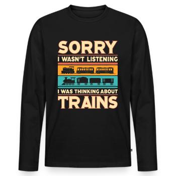 Zug Lokomotive Eisenbahn Zugführer Lokführer - Männer Premium Bio Langarmshirt - Schwarz - Vorne - Nico (187cm)