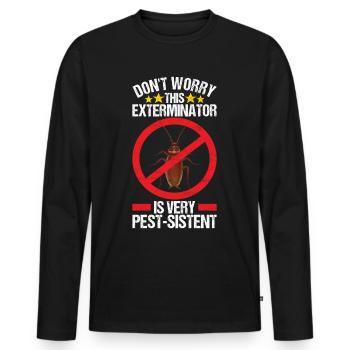 Pest Control Exterminator - Men's Premium Organic Long Sleeve Shirt - black - Front - Nico (187cm)