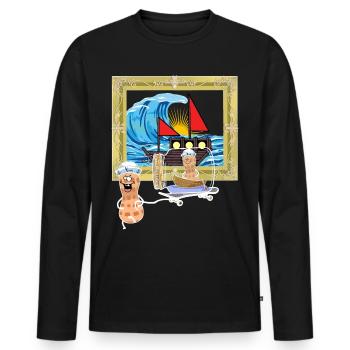 Erdnuss Schiff Seefahrt Seemänner Flaschenpost - Männer Premium Bio Langarmshirt - Schwarz - Vorne - Nico (187cm)