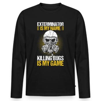 Pest Control Exterminator - Men's Premium Organic Long Sleeve Shirt - black - Front - Nico (187cm)