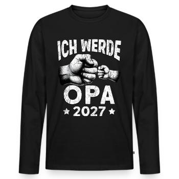 Je serai grand-père en 2027 - T-shirt manches longues Premium bio Homme - noir - Devant - Nico (187cm)