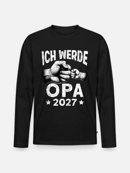 Ich werde Opa 2027 - Männer Premium Bio Langarmshirt - Schwarz