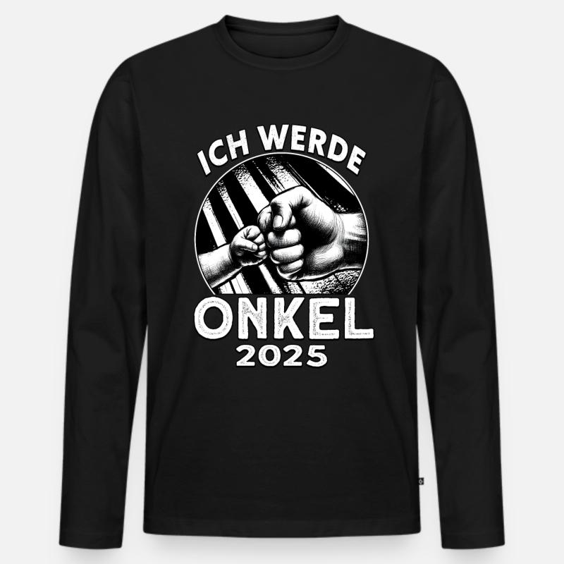 Ich werde Onkel 2025 - Männer Premium Bio Langarmshirt - Schwarz