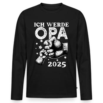 Je serai grand-père en 2025 - T-shirt manches longues Premium bio Homme - noir - Devant - Nico (187cm)