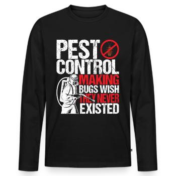Pest Control Exterminators - Men's Premium Organic Long Sleeve Shirt - black - Front - Nico (187cm)