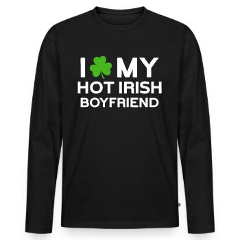 I Love My Hot Irish Boyfriend - Männer Premium Bio Langarmshirt - Schwarz - Vorne - Nico (187cm)