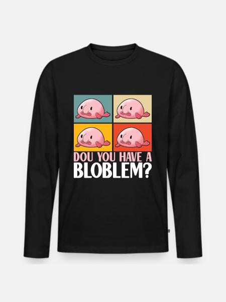 Cute Blob Fish Ugly Fish - Men's Premium Organic Long Sleeve Shirt - black