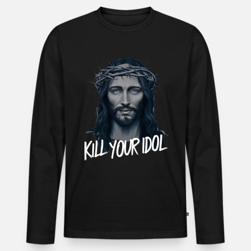 Jesus Kill Your Idol - Männer Premium Bio Langarmshirt - Schwarz