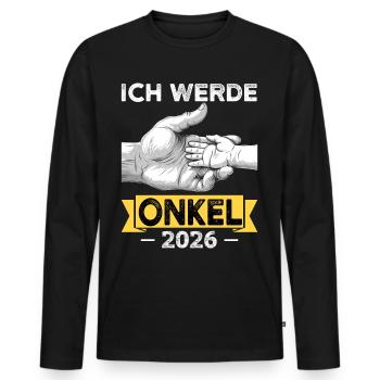 scJe serai un oncle en 2026 - T-shirt manches longues Premium bio Homme - noir - Devant - Nico (187cm)