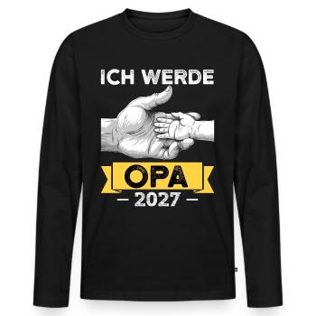 Je serai grand-père en 2027 - T-shirt manches longues Premium bio Homme - noir - Devant - Nico (187cm)