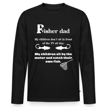 fisher dad - daddy fishing - going fishing - dad - Men's Premium Organic Long Sleeve Shirt - black - Front - Nico (187cm)