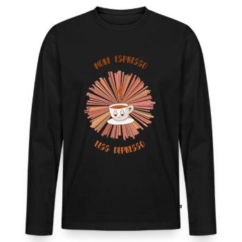 Espresso, Coffee, Kaffee, Latte, Geschenkidee, Fun - Männer Premium Bio Langarmshirt - Schwarz - Vorne - Nico (187cm)