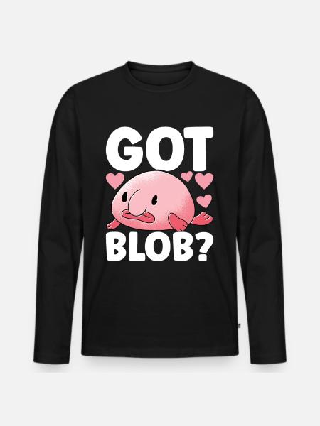 Cute Blob Fish Ugly Fish - Men's Premium Organic Long Sleeve Shirt - black