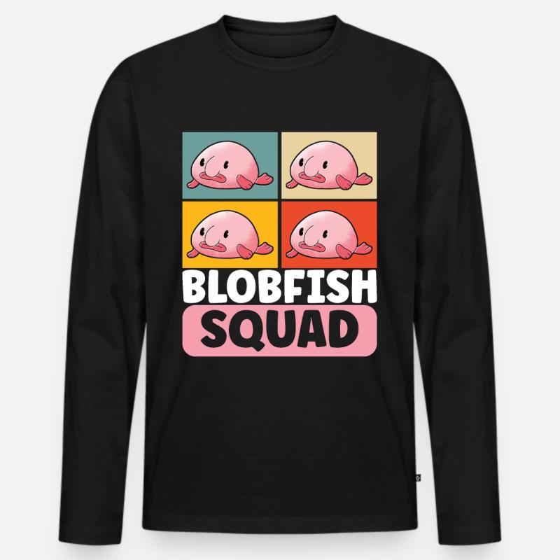 Süßer Blobfisch Hässlicher Fisch - Männer Premium Bio Langarmshirt - Schwarz
