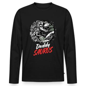 Dad Daddy Saurus Dad Father's Day Dinosaur Fun - Men's Premium Organic Long Sleeve Shirt - black - Front - Nico (187cm)
