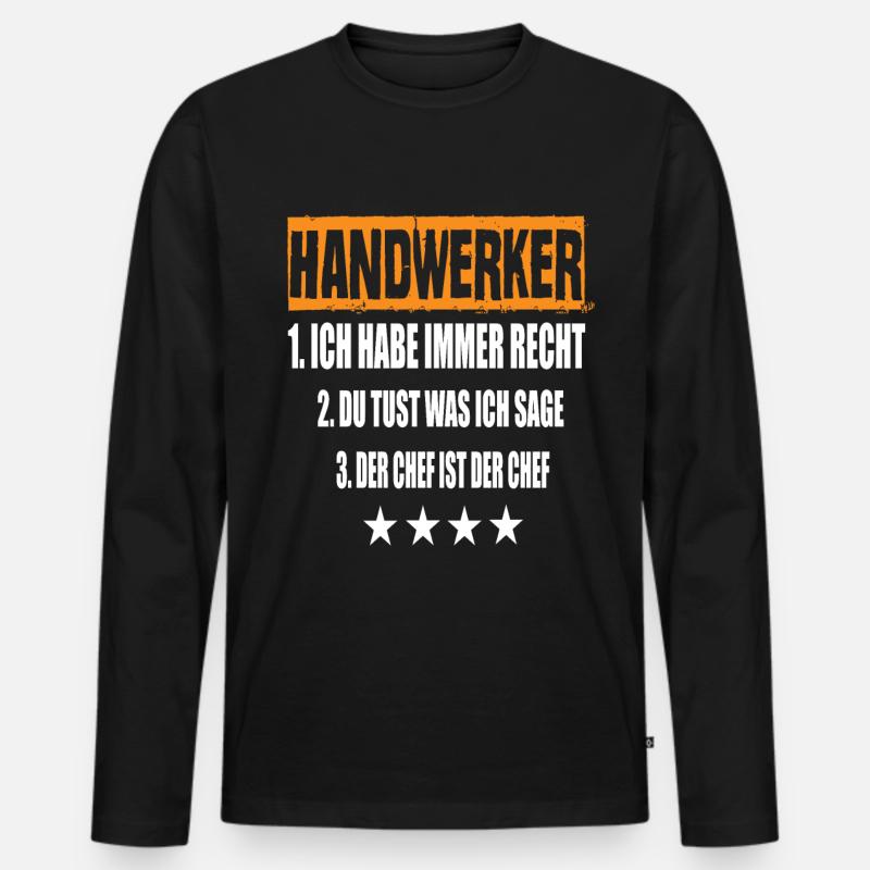 Handwerker - Männer Premium Bio Langarmshirt - Schwarz