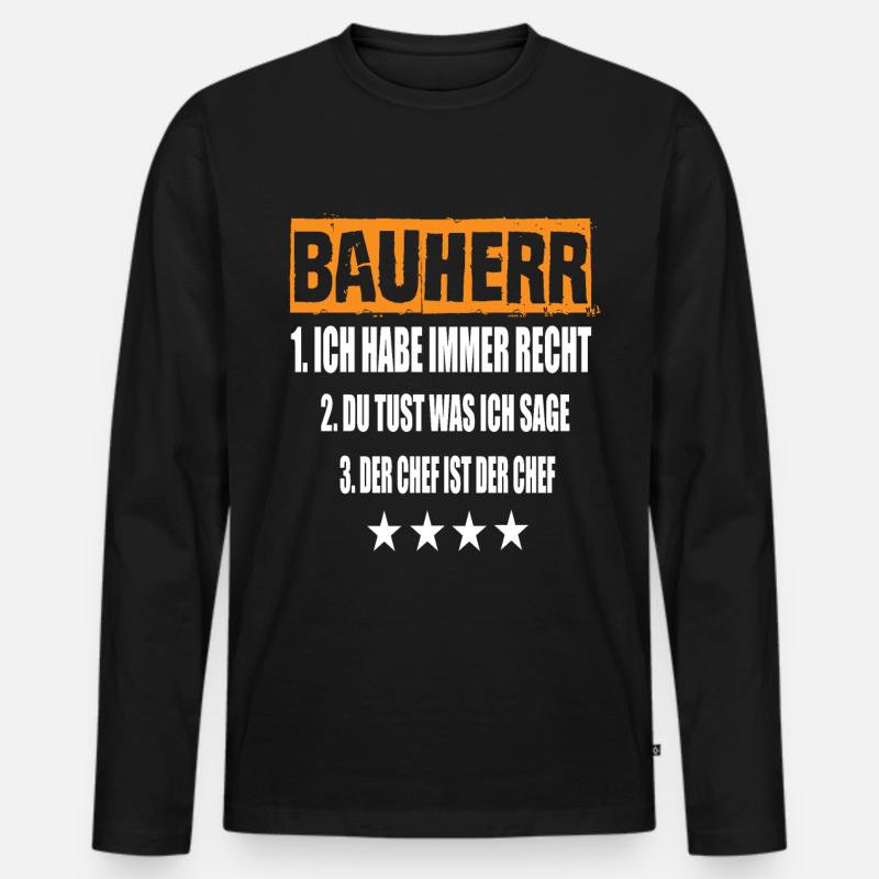 Bauherr - Männer Premium Bio Langarmshirt - Schwarz