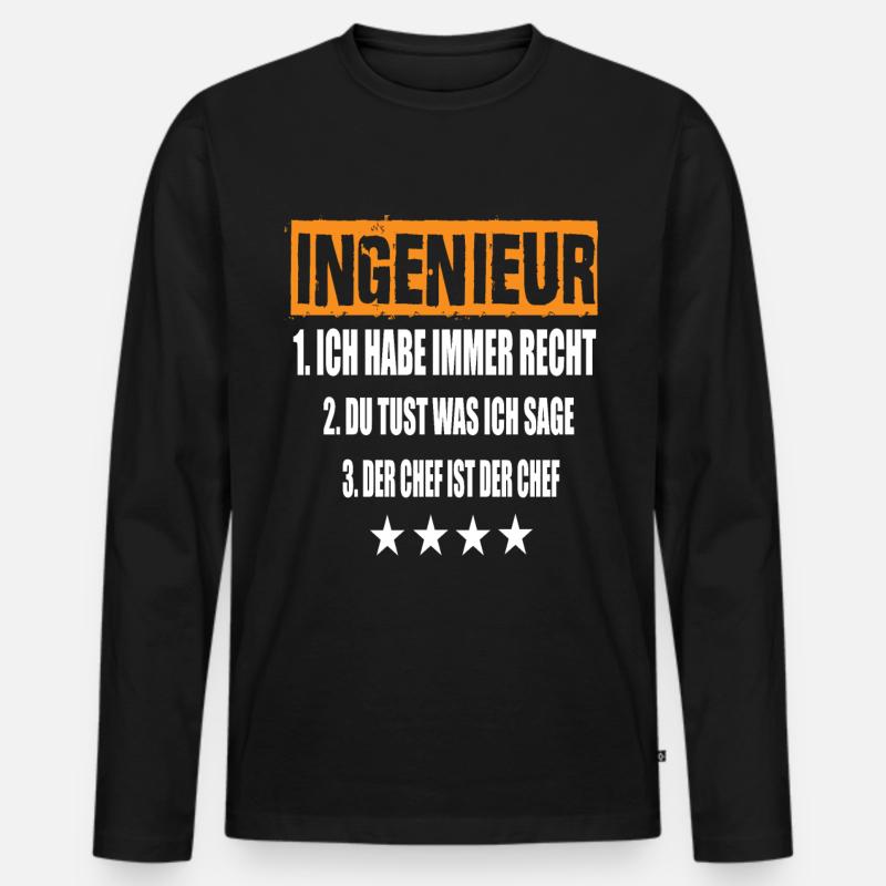 Ingenieur - Männer Premium Bio Langarmshirt - Schwarz