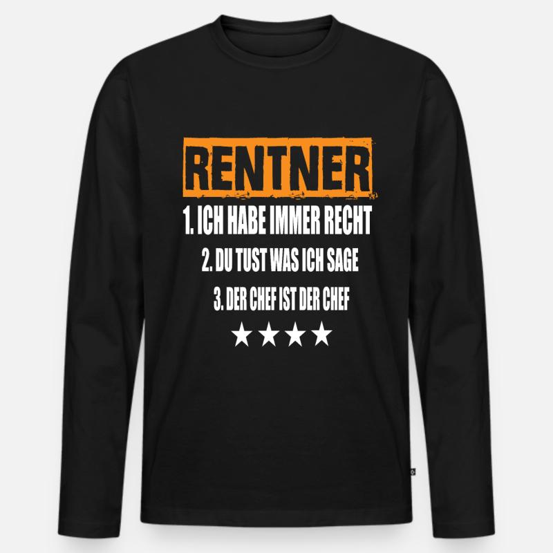 Rentner - Männer Premium Bio Langarmshirt - Schwarz
