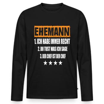 Ehemann - Männer Premium Bio Langarmshirt - Schwarz - Vorne - Nico (187cm)