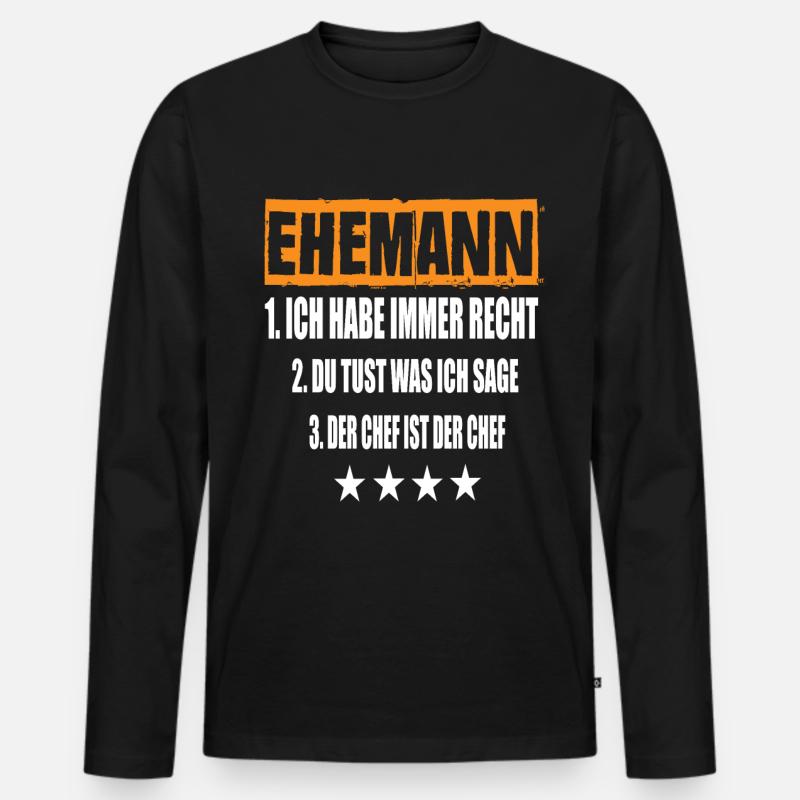 Ehemann - Männer Premium Bio Langarmshirt - Schwarz