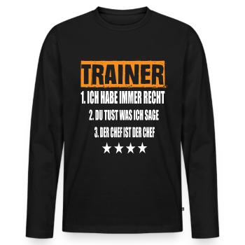 Trainer - Männer Premium Bio Langarmshirt - Schwarz - Vorne - Nico (187cm)