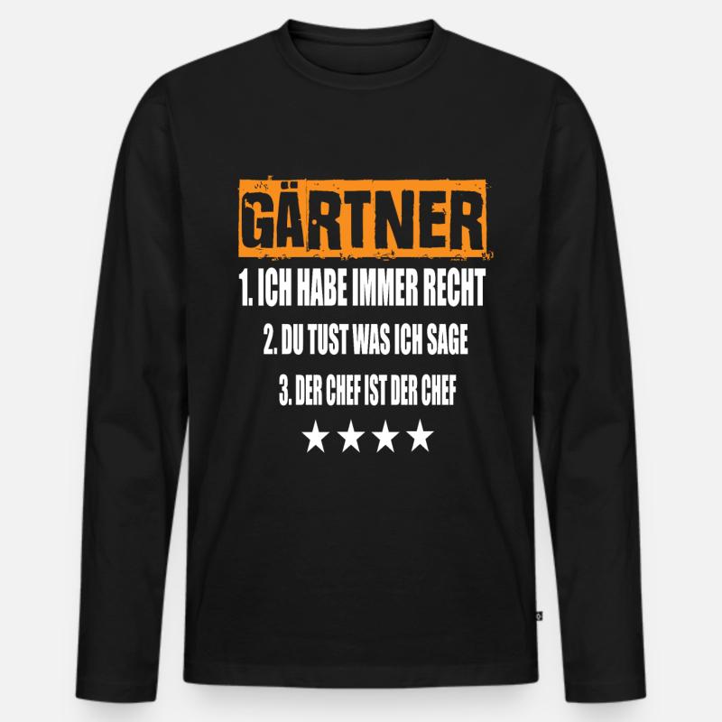 Gärtner - Männer Premium Bio Langarmshirt - Schwarz