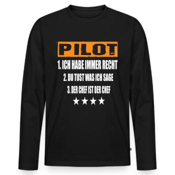 Pilot - Männer Premium Bio Langarmshirt - Schwarz - Vorne - Nico (187cm)