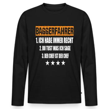 Opérateur d’excavatrice - T-shirt manches longues Premium bio Homme - noir - Devant - Nico (187cm)
