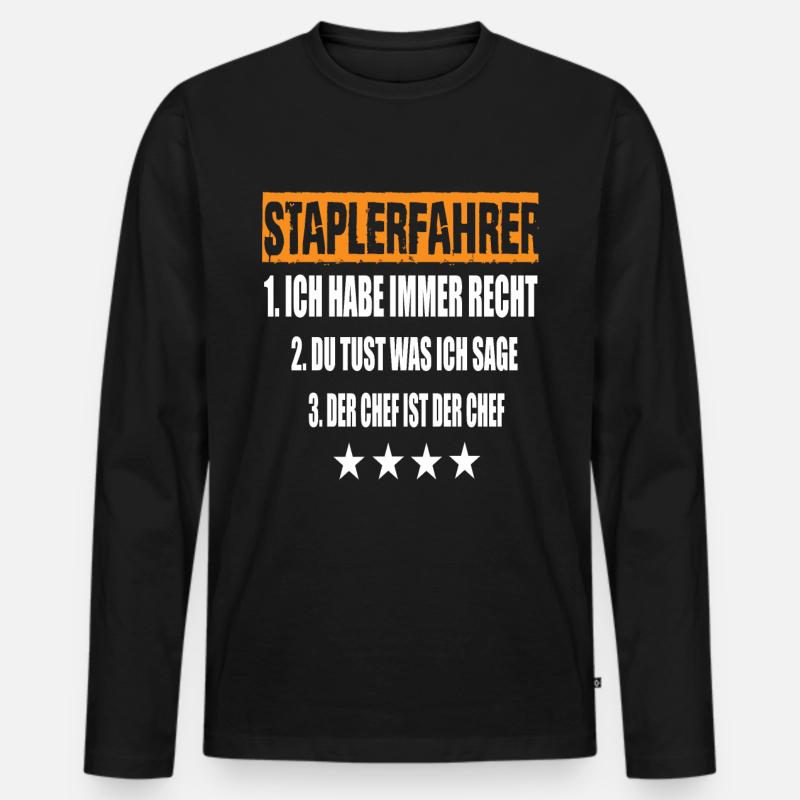 Staplerfahrer - Männer Premium Bio Langarmshirt - Schwarz