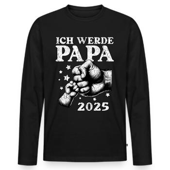 Je serai papa en 2025 - T-shirt manches longues Premium bio Homme - noir - Devant - Nico (187cm)