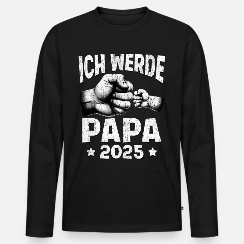 Ich werde Papa 2025 - Männer Premium Bio Langarmshirt - Schwarz