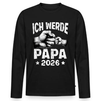 Je serai papa en 2026 - T-shirt manches longues Premium bio Homme - noir - Devant - Nico (187cm)
