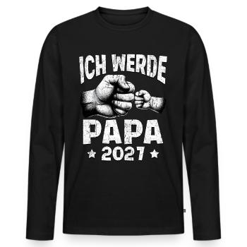 Je serai papa en 2027 - T-shirt manches longues Premium bio Homme - noir - Devant - Nico (187cm)