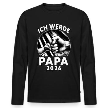 Je serai papa en 2026 - T-shirt manches longues Premium bio Homme - noir - Devant - Nico (187cm)
