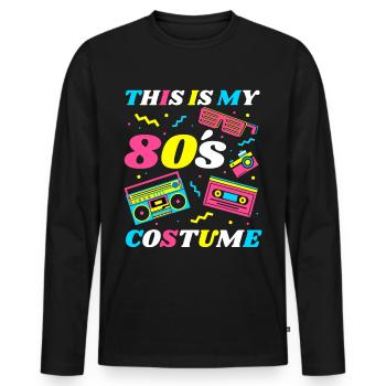 This Is My 80s Costume 80s Theme Party Costume - Men's Premium Organic Long Sleeve Shirt - black - Front - Nico (187cm)
